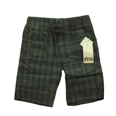 Pre-owned Tea Kids' Boys Grey Green Plaid Shorts