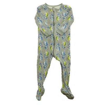 Tea Kids' Boys Grey Penguin 1-piece Footed Pajamas In Gray