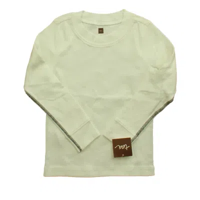 Tea Kids' Boys White Long Sleeve T-shirt In Green