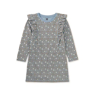 Tea Collection Kids' A-line Ruffle Shoulder Dress In Blue