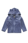 Tea Collection Bear Ears Velour Baby Hoodie In Blue