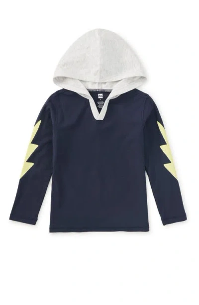 Tea Collection Kids'  Bolt Sleeves Happy Hoodie In Blue