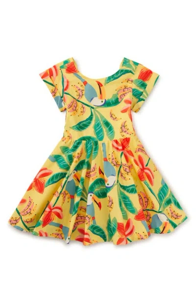Tea Collection Babies'  Button Back Skirted Dress In Toucan Banana Tree