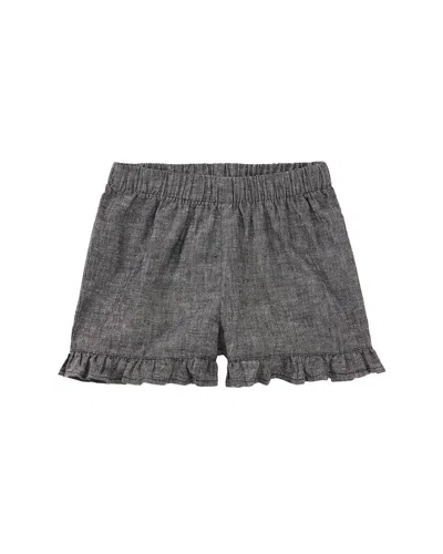 Tea Collection Chambray Ruffle Hem Baby Short In Gray