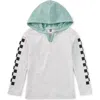 Tea Collection Checker Sleeves Happy Hoodie In Gray
