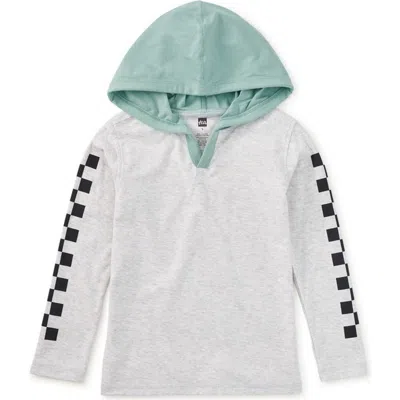 Tea Collection Kids'  Checker Sleeves Happy Hoodie In Gray
