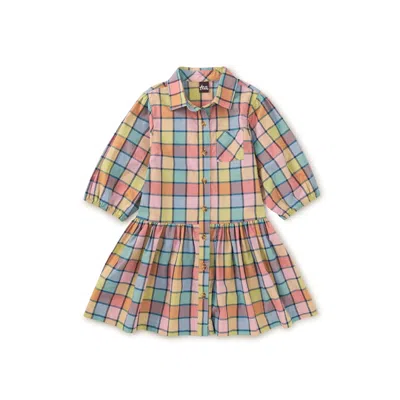 Tea Collection Kids' Collared Blouson Sleeve Dress In Multi