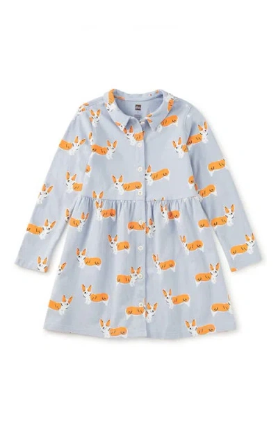 Tea Collection Kids'  Collared Long Sleeve Shirtdres In Gray