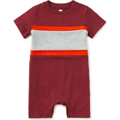 Tea Collection Colorblock Baby Romper In Brown