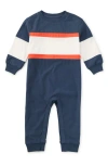 Tea Collection Colorblock Rugby Baby Romper In Blue