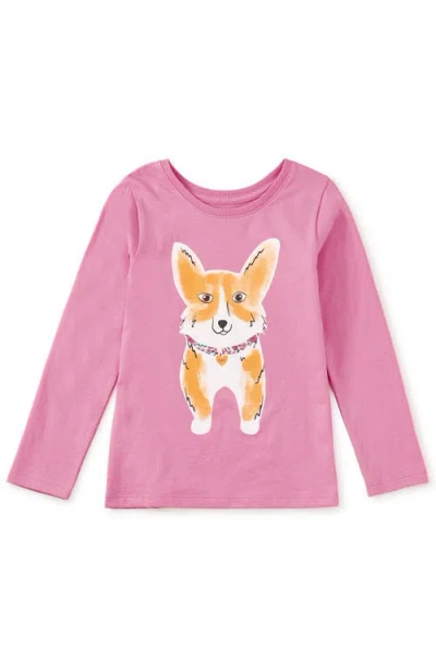Tea Collection Babies'  Corgi Love Double-sided Tee In Pink