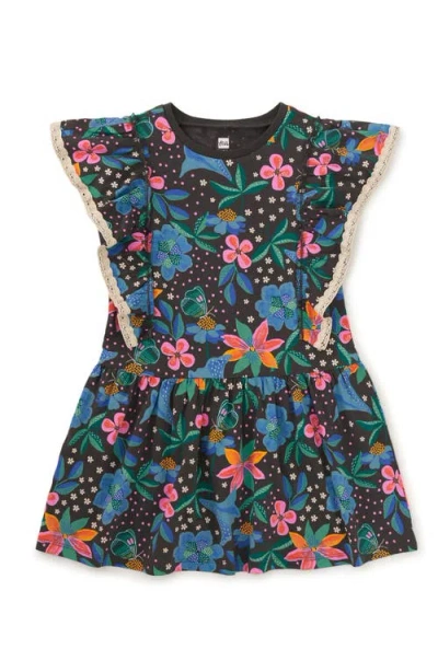 Tea Collection Kids'  Crochet Trim Ruffle Dress In Brazilian Painted Floral