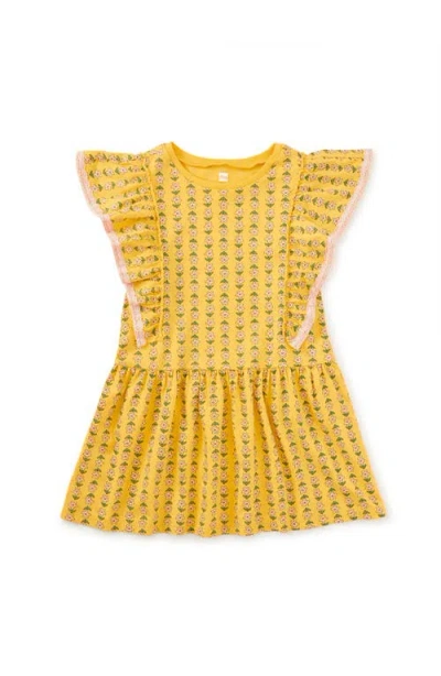 Tea Collection Kids'  Crochet Trim Ruffle Dress In Yellow
