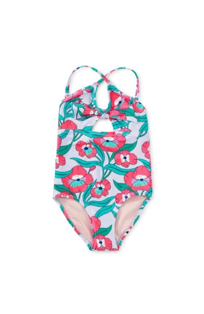 Tea Collection Kids'  Cut Out One Piece Swimsuit In Blue