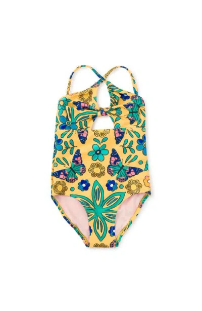 Tea Collection Kids'  Cut Out One Piece Swimsuit In Multi