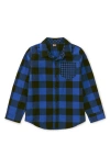 Tea Collection Double Weave Plaid Button Up In Blue