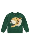 Tea Collection Embroidered Tiger Popover In Green