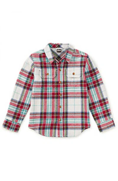 Tea Collection Kids'  Flannel Button Up Shirt In Multi