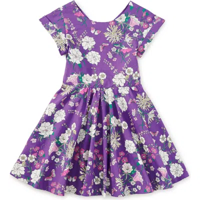 Tea Collection Kids'  Floral Button Back Skirted Dress In Purple