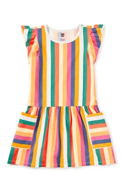 Tea Collection Kids'  Flutter Sleeve Pocket Dress In Orange