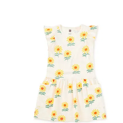 Tea Collection Kids'  Flutter Sleeve Pocket Dress In White