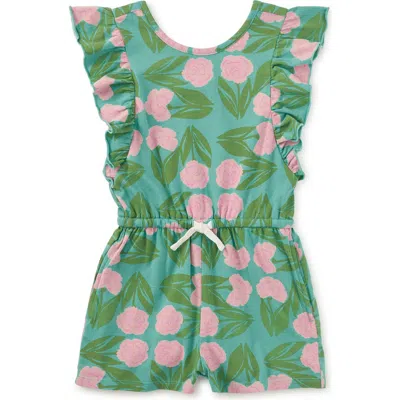 Tea Collection Kids'  Flutter Sleeve Romper In Multi