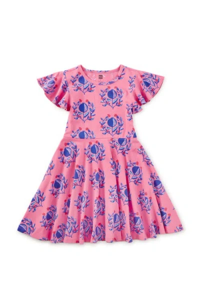 Tea Collection Kids'  Flutter Sleeve Twirl Dress In Multi