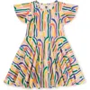 Tea Collection Flutter Sleeve Twirl Dress In Rainbow Pineapple Stripe