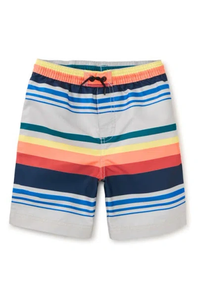 Tea Collection Kids'  Full-length Swim Trunks In Mediterranean Stripe