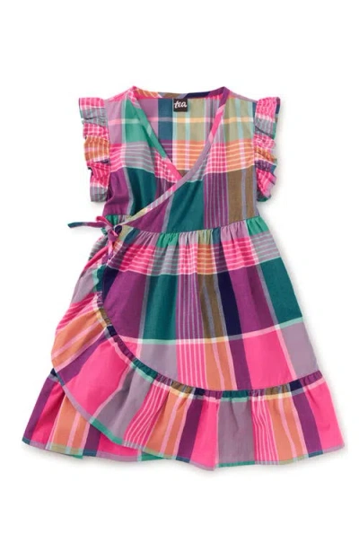 Tea Collection Babies'  Full Sweep Wrap Dress In Carnival Rainbow Plaid