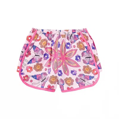 Tea Collection Kids' Girls Woven Dolphin Shorts In Butterfly Tile In Pink
