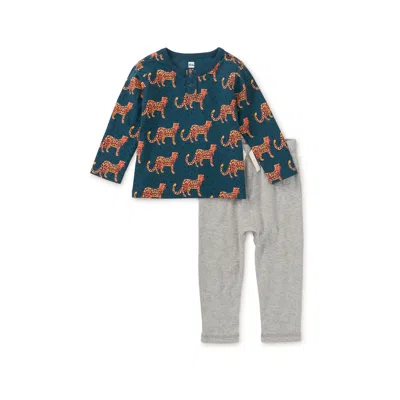 Tea Collection Kids' Henley Baby Set In Blue