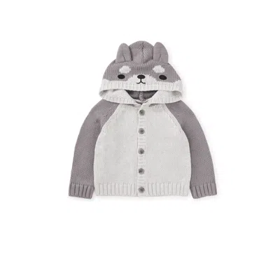 Tea Collection Kids' Husky Ears Baby Cardigan In Gray