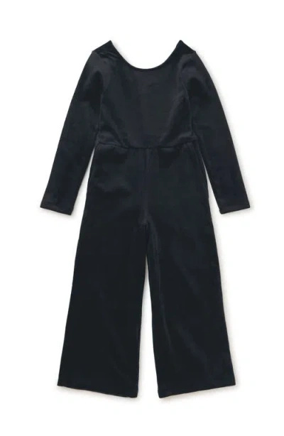 Tea Collection Kids'  Just For Kicks Velour Jumpsuit In Black