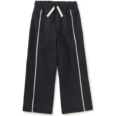 Tea Collection Kids'  Lace Trim Track Pants In Black