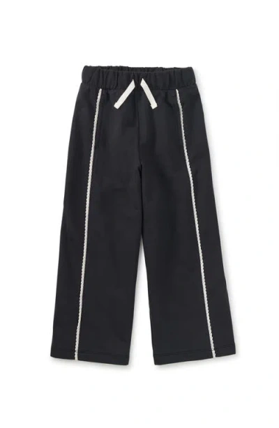 Tea Collection Kids'  Lace Trim Track Pants In Black