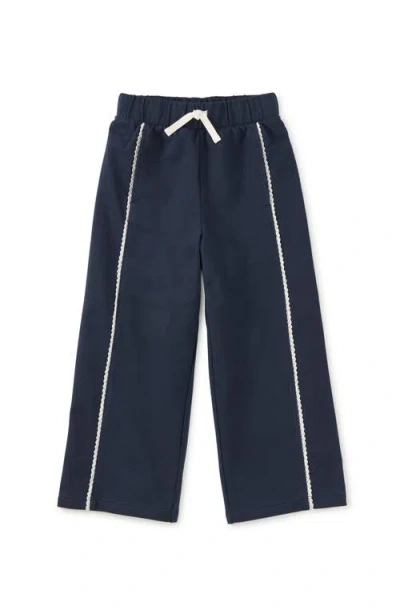 Tea Collection Kids'  Lace Trim Track Pants In Blue