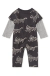 Tea Collection Layered Button-up Baby Romper In Black