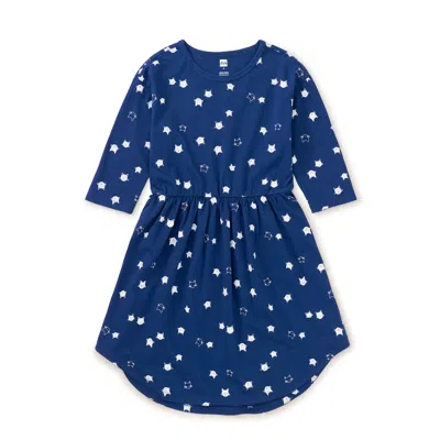 Tea Collection Kids' Long Sleeve Midi Dress In Blue
