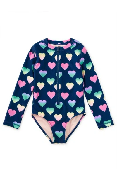 Tea Collection Kids'  Long Sleeve One-piece Swimsuit In Blue