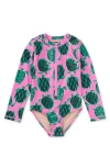 Tea Collection Kids'  Long Sleeve One-piece Swimsuit In Tiled Turtles