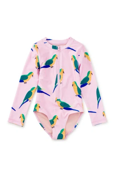 Tea Collection Kids'  Long Sleeve One-piece Swimsuit In Pink