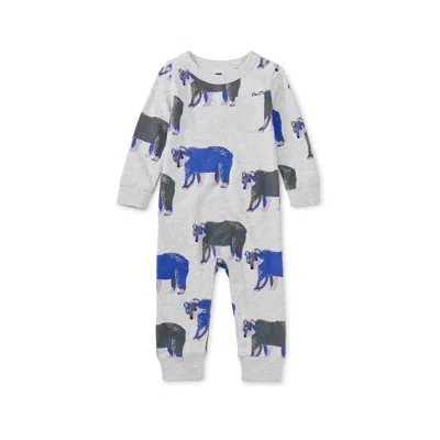 Tea Collection Kids' Long Sleeve Pocket Baby Romper In Gray