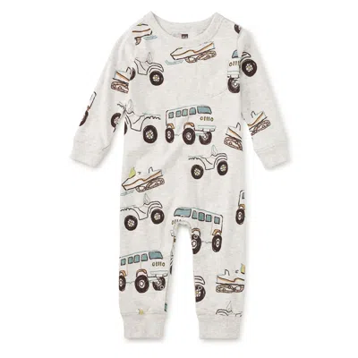 Tea Collection Kids' Long Sleeve Pocket Baby Romper In White