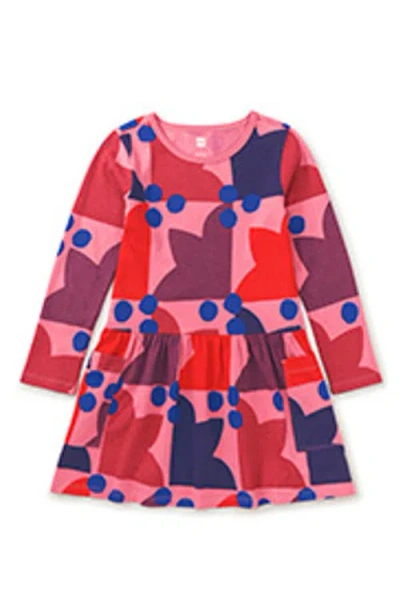 Tea Collection Babies'  Long Sleeve Pocket Dress In Red