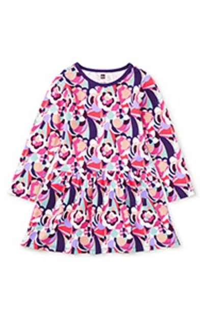 Tea Collection Kids'  Long Sleeve Pocket Dress In Multi