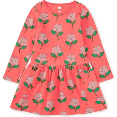 Tea Collection Kids'  Long Sleeve Pocket Dress In Red