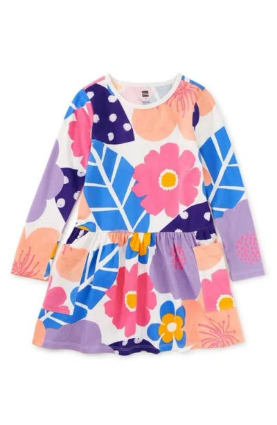 Tea Collection Kids'  Long Sleeve Pocket Dress In Multi