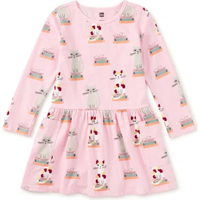 Tea Collection Kids'  Long Sleeve Pocket Dress In Pink