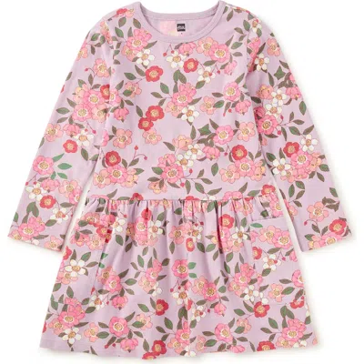 Tea Collection Kids'  Long Sleeve Pocket Dress In Purple